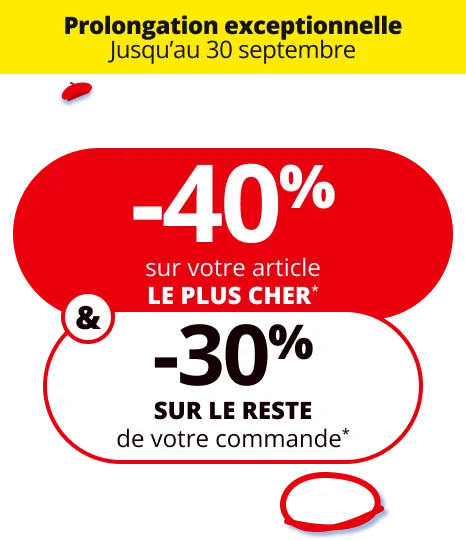 Shopping Days: -40% sur l’article le plus cher & -30% sur tout le reste  avec le code 2065